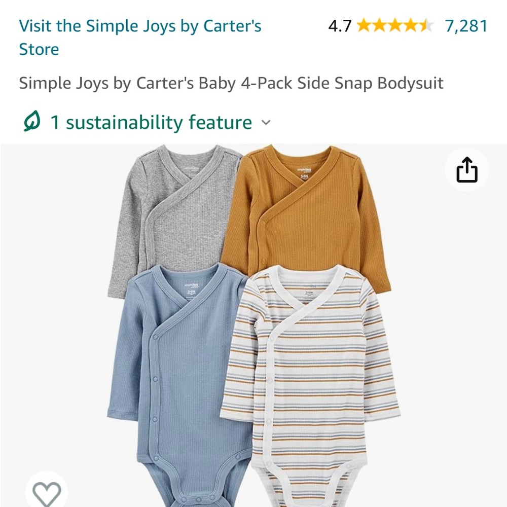 NWT Carter’s 0-3m Onesies - 4 Pack
